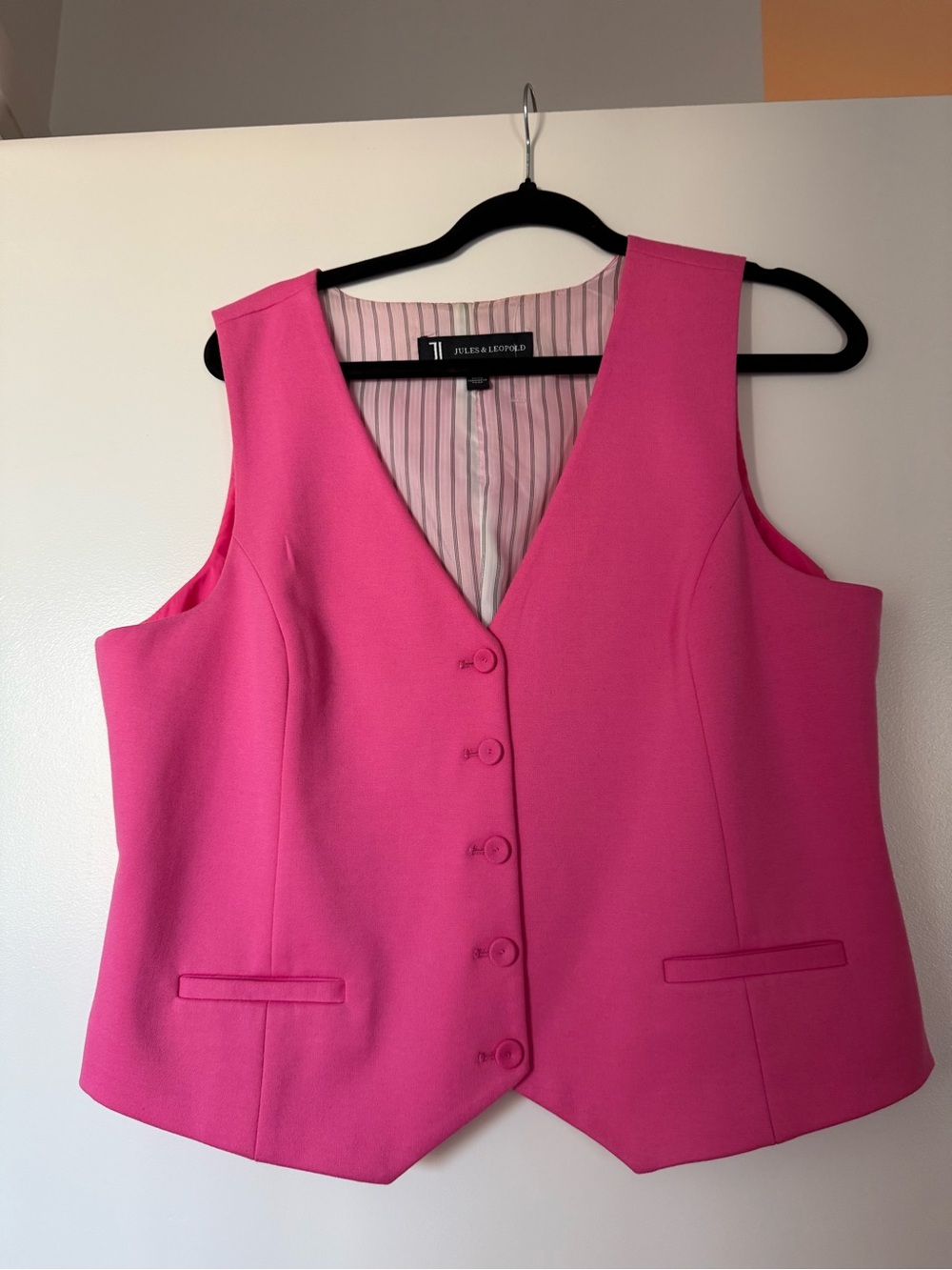 Jules & Leopold Bright Pink Tailored Button Vest